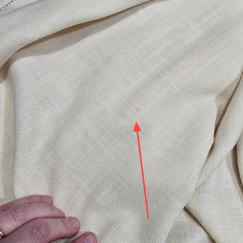 Vintage 80s Vera Tablecloth‎ Rectangular Cream Tan Solid Hemstitch Farmhouse